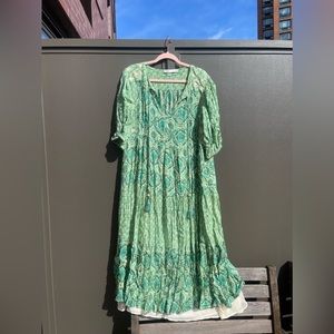 Zara Printed Midi Dress with Gold Threading